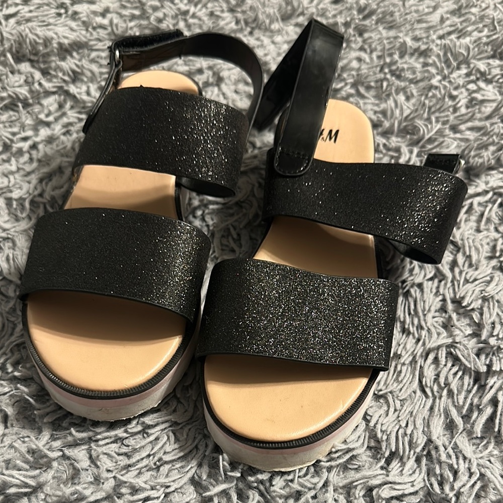 H&M Glittery Black Kids Sandals